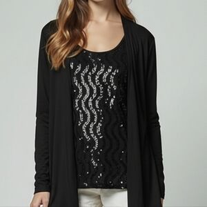 Charter Club Black Sequin Top With Jacket Size XL